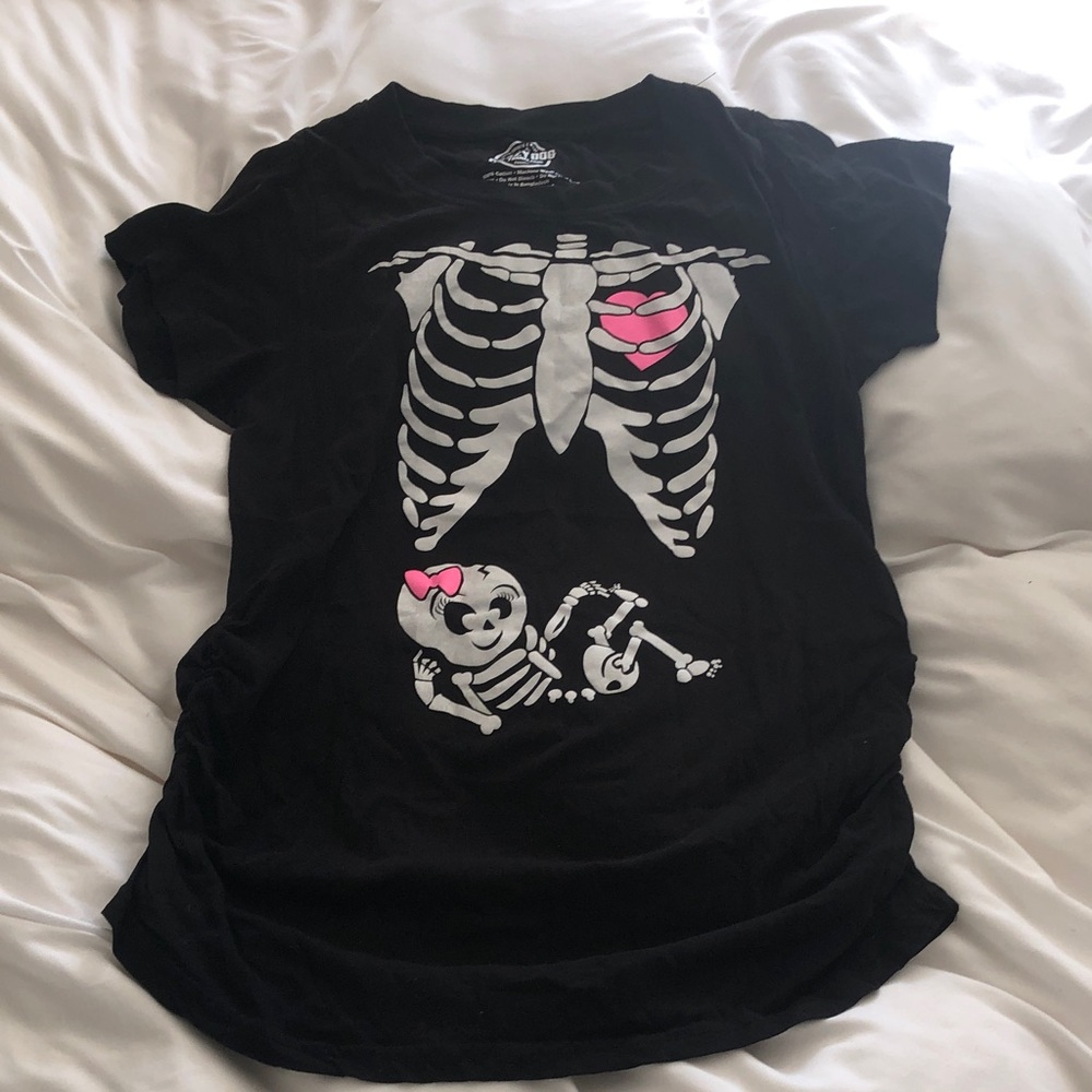 Crazy Dog T-Shirts Black Skeleton Maternity Tee